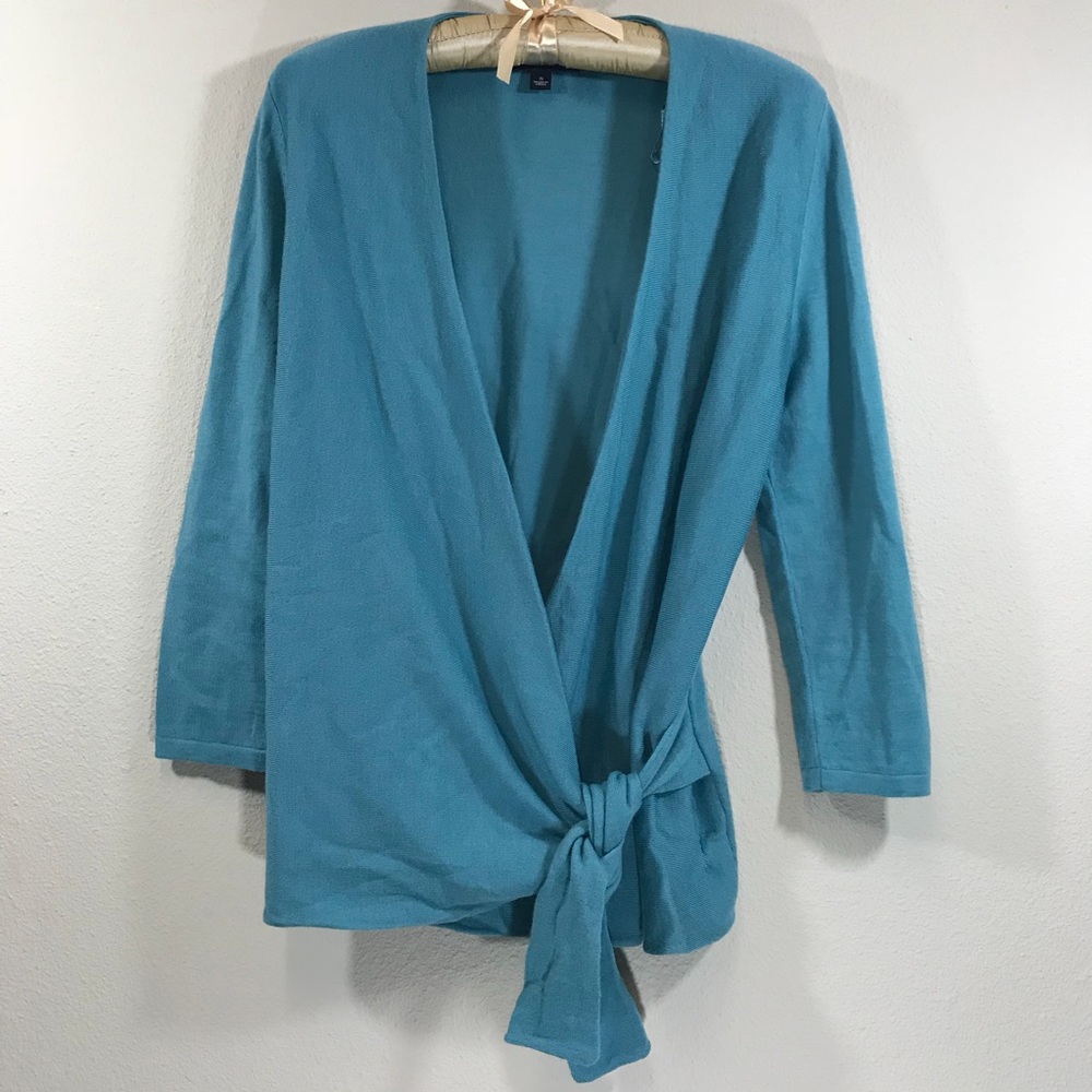 Ann Tay 100% Italian merino wool tie wrap cardigan - Picture 2 of 8